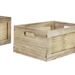 Puulaatikko natural rattanruutu s/3