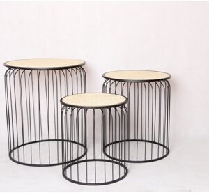 Pöytä pyöreä rattan s/3