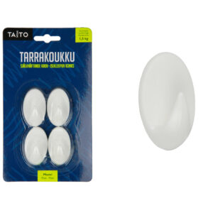 Taito tarrakoukku muovi 4kpl valkoinen ovaali